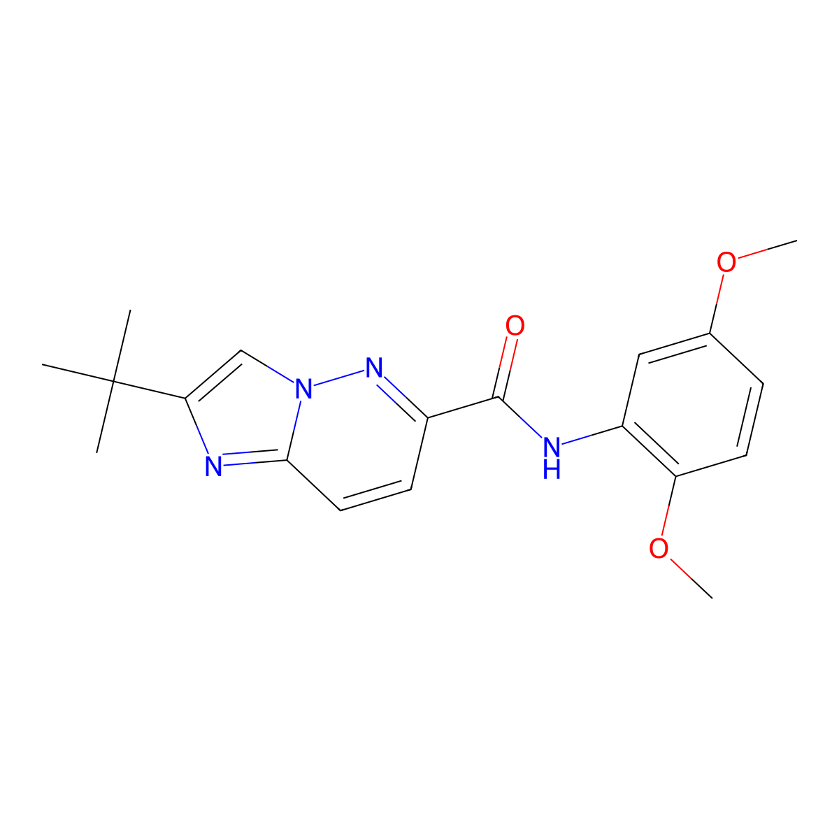 2-tert-butyl-N-(2,5-dimethoxyphenyl)imidazo[1,2-b]pyridazine-6-carboxamide molecular structure, CAS 2549001-55-8