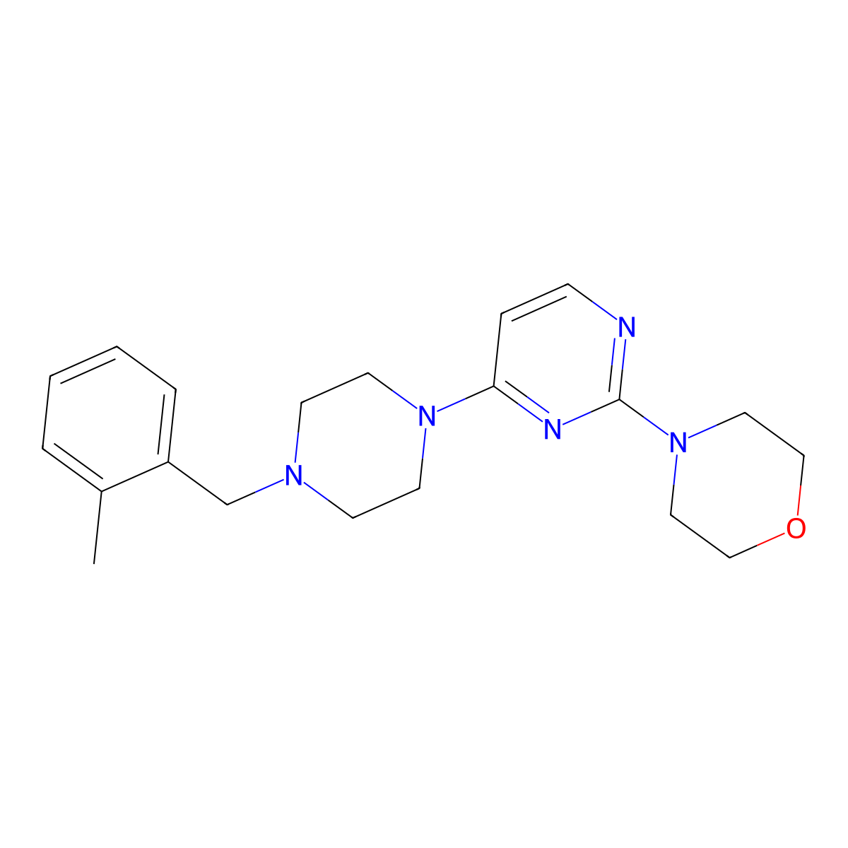 4-(4-{4-[(2-Methylphenyl)methyl]piperazin-1-yl}pyrimidin-2-yl)morpholine molecular structure, CAS 2549001-59-2