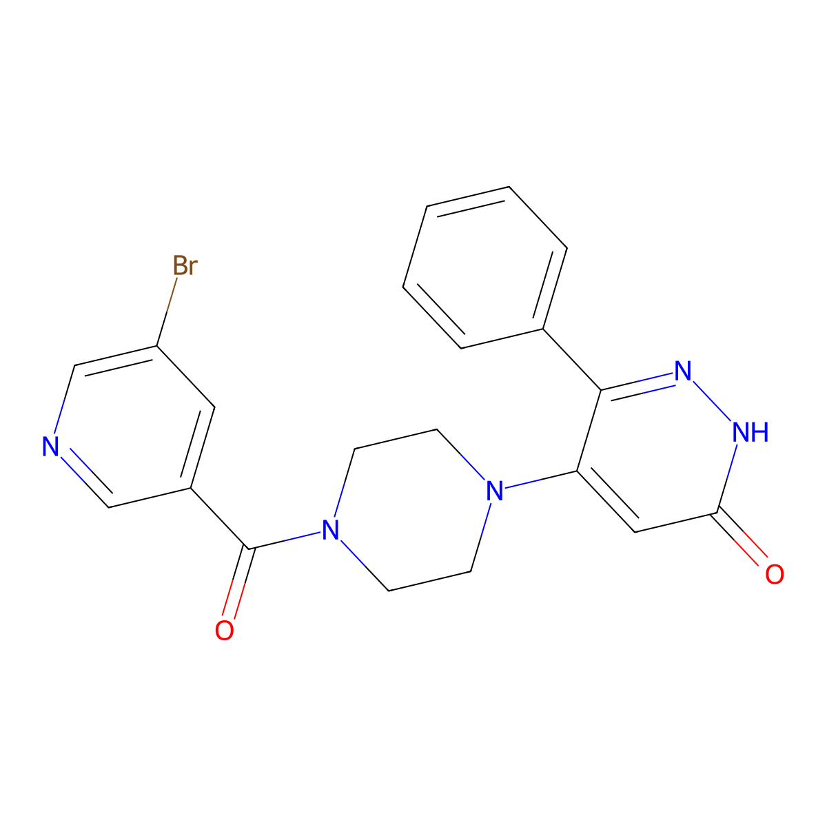 5-[4-(5-Bromopyridine-3-carbonyl)piperazin-1-yl]-6-phenyl-2,3-dihydropyridazin-3-one molecular structure, CAS 2549001-60-5