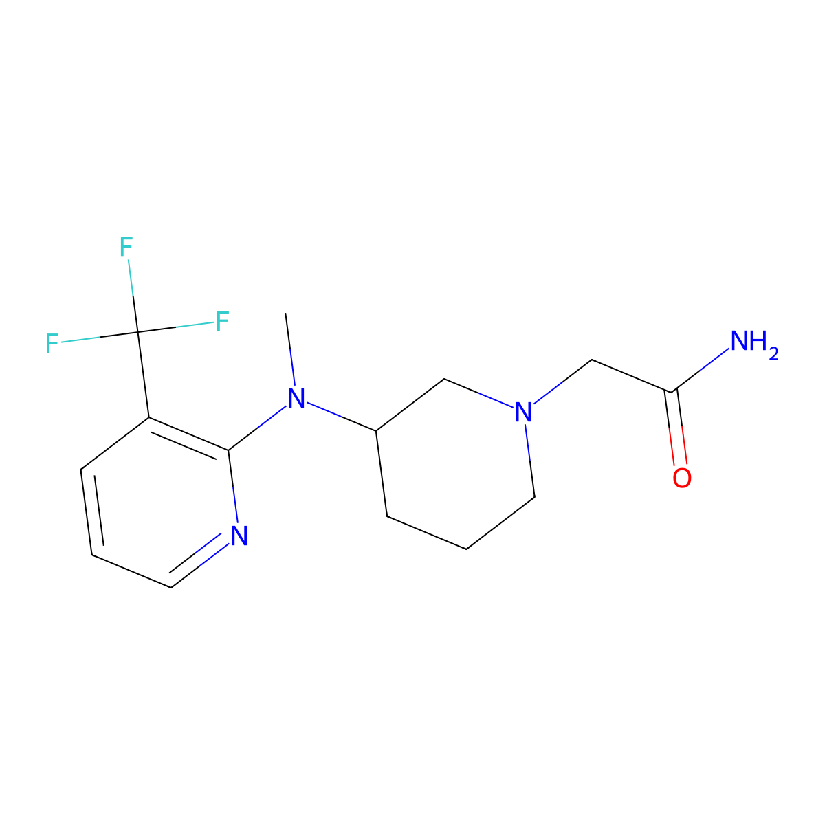 2-(3-{Methyl[3-(trifluoromethyl)pyridin-2-yl]amino}piperidin-1-yl)acetamide molecular structure, CAS 2549001-62-7