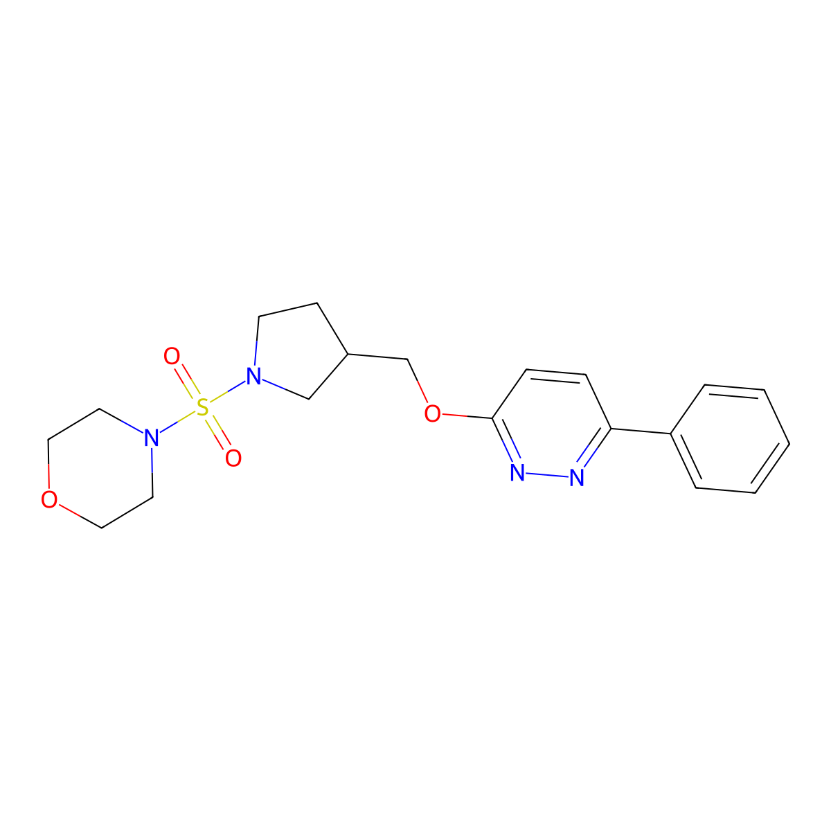 4-[(3-{[(6-Phenylpyridazin-3-yl)oxy]methyl}pyrrolidin-1-yl)sulfonyl]morpholine molecular structure, CAS 2549001-63-8