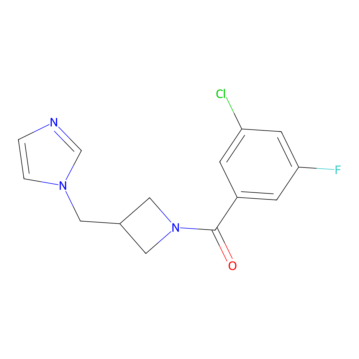 1-{[1-(3-chloro-5-fluorobenzoyl)azetidin-3-yl]methyl}-1H-imidazole molecular structure, CAS 2549001-66-1