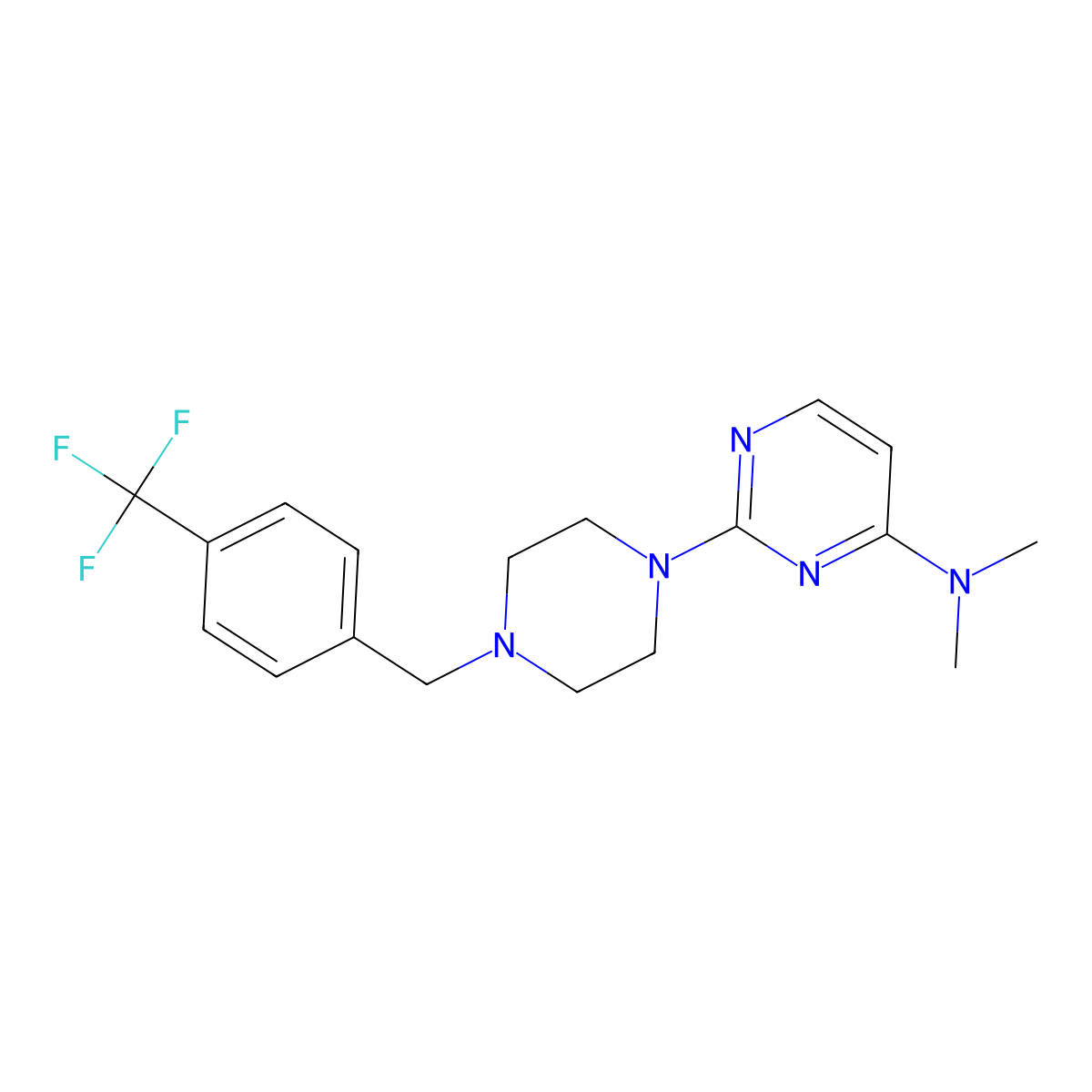N,N-dimethyl-2-(4-{[4-(trifluoromethyl)phenyl]methyl}piperazin-1-yl)pyrimidin-4-amine molecular structure, CAS 2549001-67-2