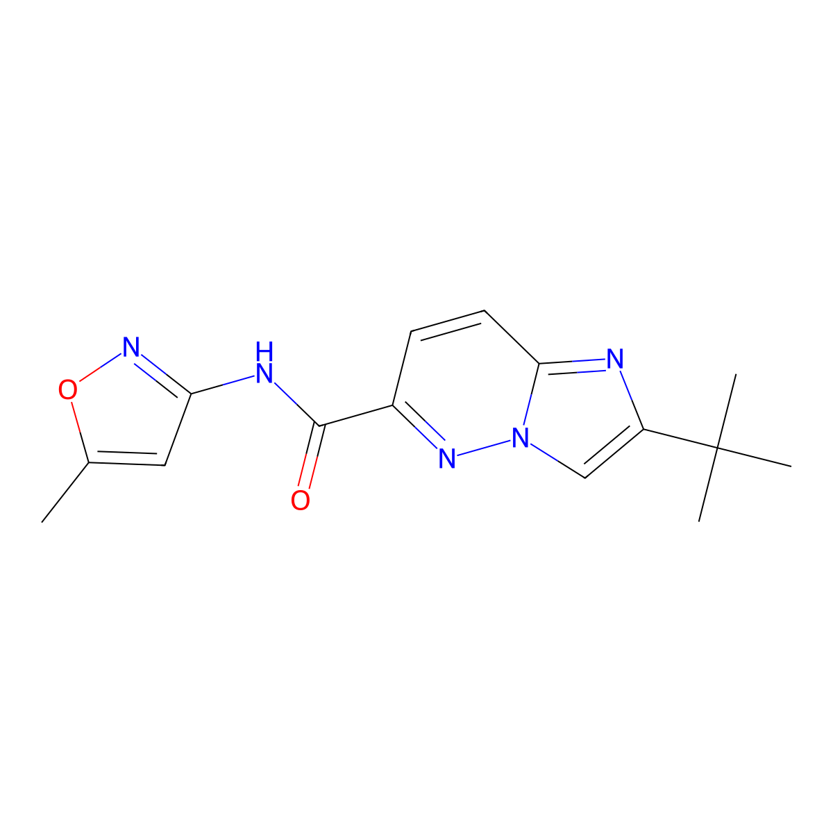 2-tert-butyl-N-(5-methyl-1,2-oxazol-3-yl)imidazo[1,2-b]pyridazine-6-carboxamide molecular structure, CAS 2549001-90-1