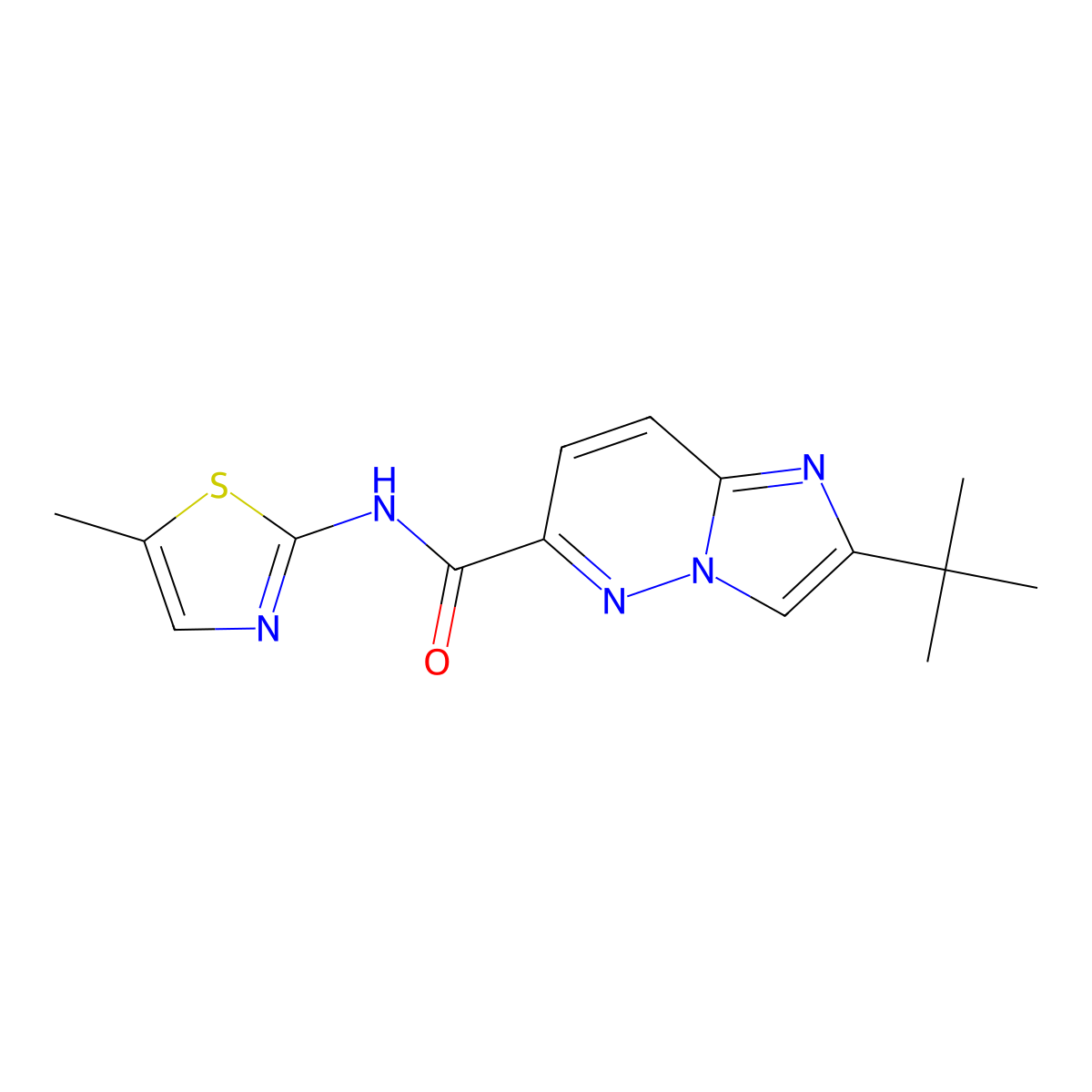 2-tert-butyl-N-(5-methyl-1,3-thiazol-2-yl)imidazo[1,2-b]pyridazine-6-carboxamide molecular structure, CAS 2549001-93-4