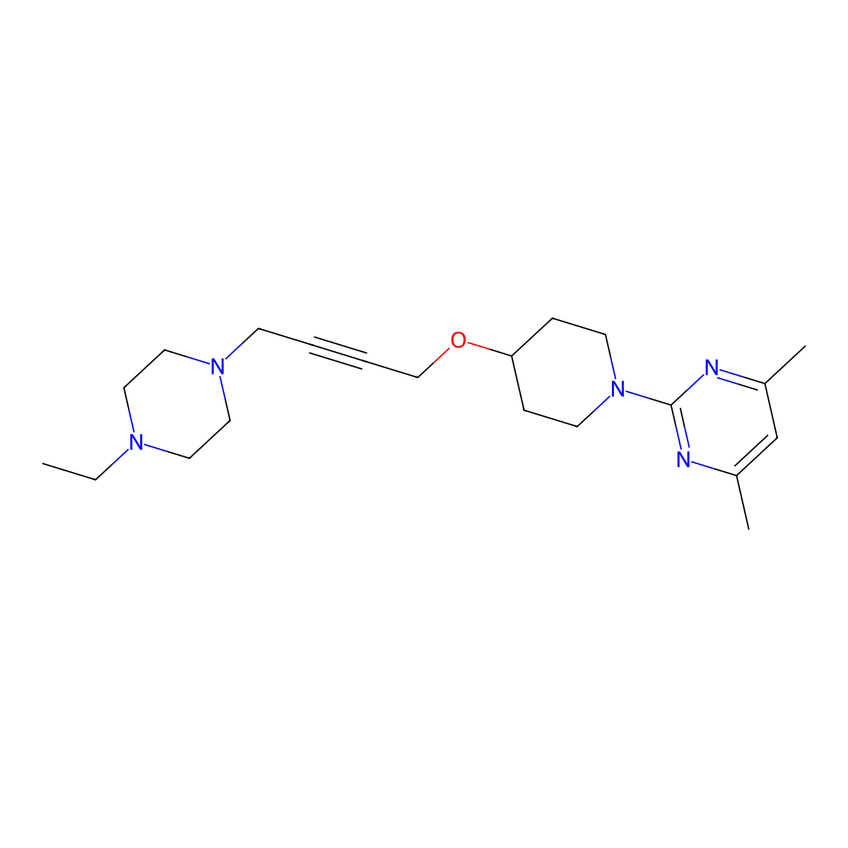 2-(4-{[4-(4-Ethylpiperazin-1-yl)but-2-yn-1-yl]oxy}piperidin-1-yl)-4,6-dimethylpyrimidine molecular structure, CAS 2549001-98-9
