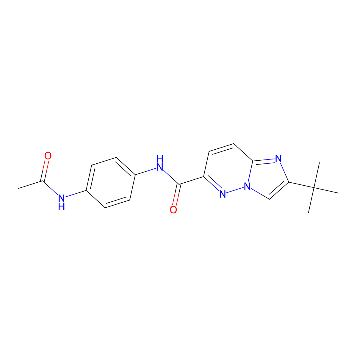 2-tert-butyl-N-(4-acetamidophenyl)imidazo[1,2-b]pyridazine-6-carboxamide molecular structure, CAS 2549001-99-0