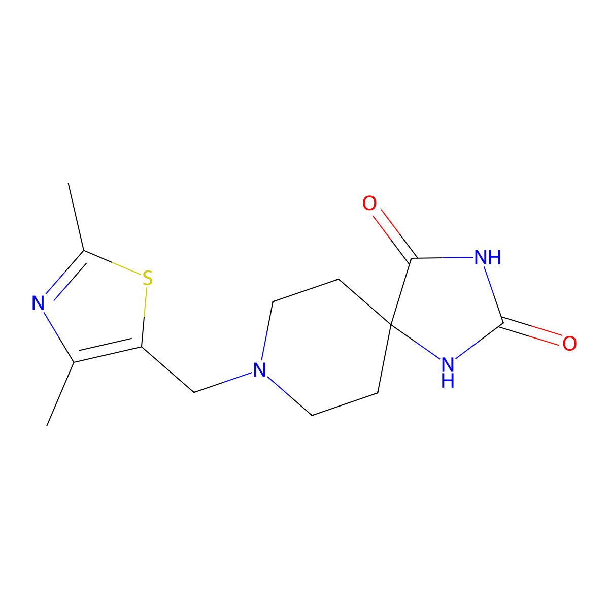 8-[(2,4-Dimethyl-1,3-thiazol-5-yl)methyl]-1,3,8-triazaspiro[4.5]decane-2,4-dione molecular structure, CAS 2549002-02-8