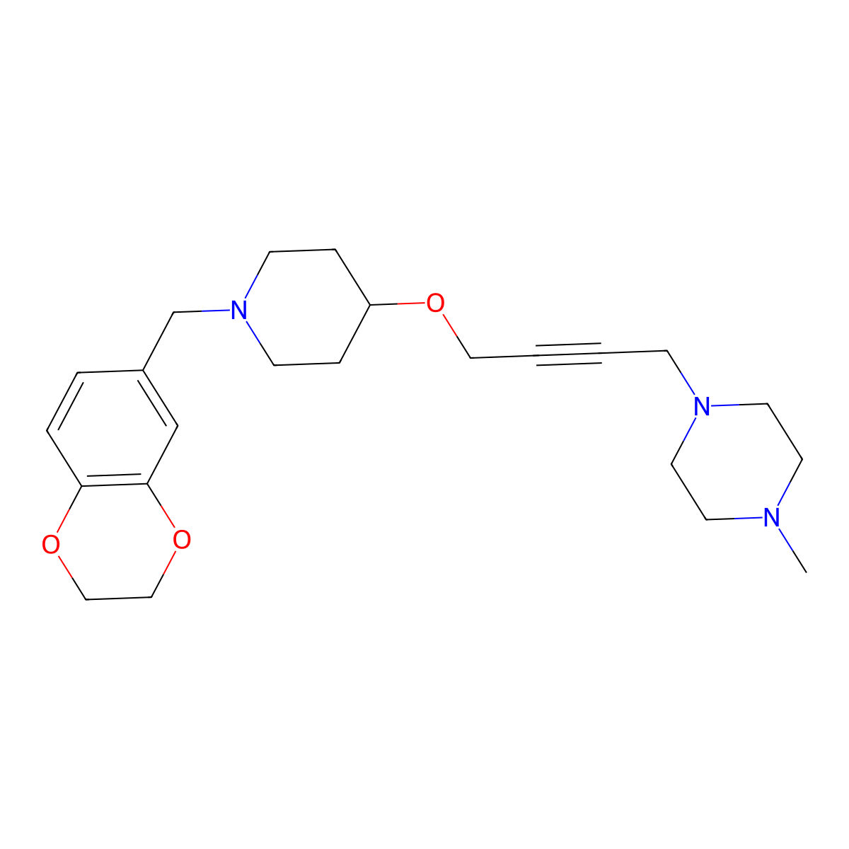 1-[4-({1-[(2,3-Dihydro-1,4-benzodioxin-6-yl)methyl]piperidin-4-yl}oxy)but-2-yn-1-yl]-4-methylpiperazine molecular structure, CAS 2549002-04-0