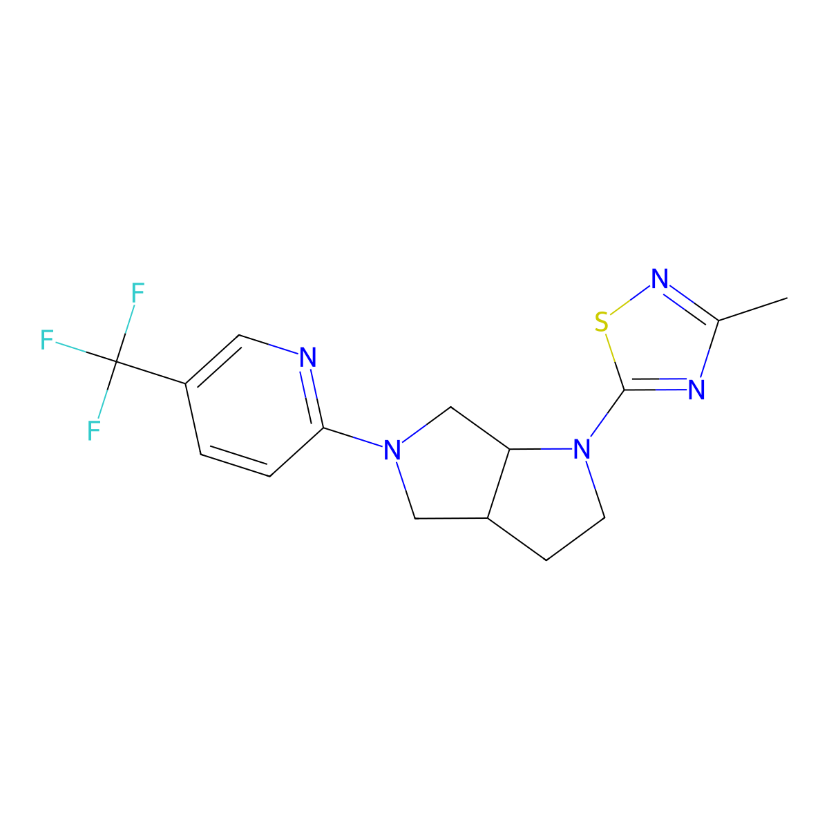 2-[1-(3-Methyl-1,2,4-thiadiazol-5-yl)-octahydropyrrolo[2,3-c]pyrrol-5-yl]-5-(trifluoromethyl)pyridine molecular structure, CAS 2549002-07-3