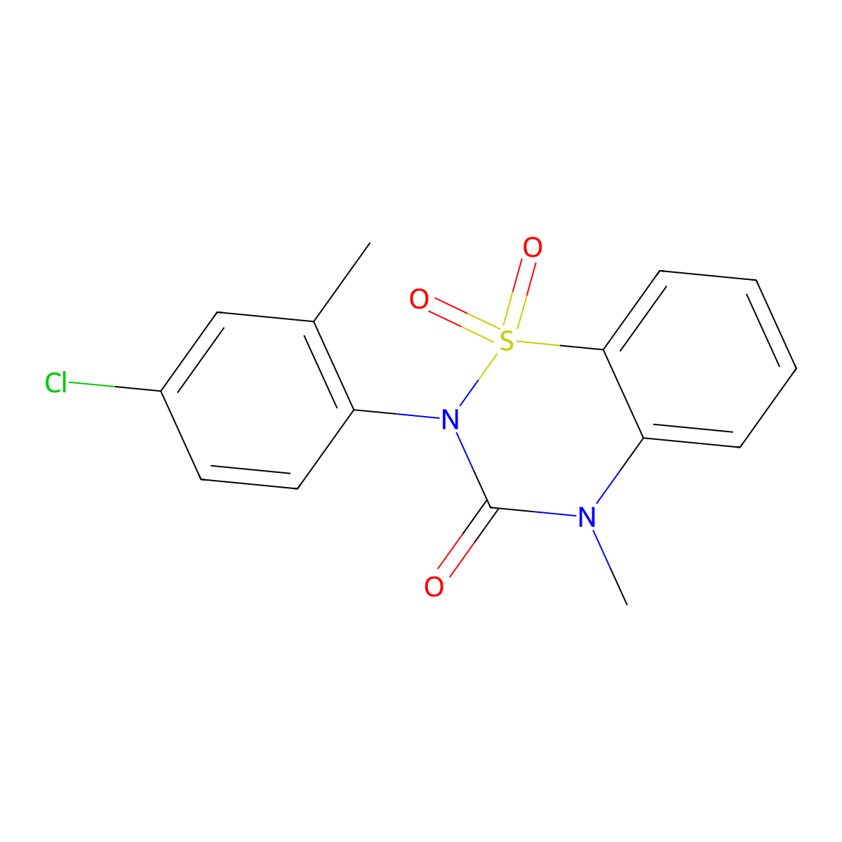 2-(4-chloro-2-methylphenyl)-4-methyl-3,4-dihydro-2H-1lambda6,2,4-benzothiadiazine-1,1,3-trione molecular structure, CAS 2549002-08-4
