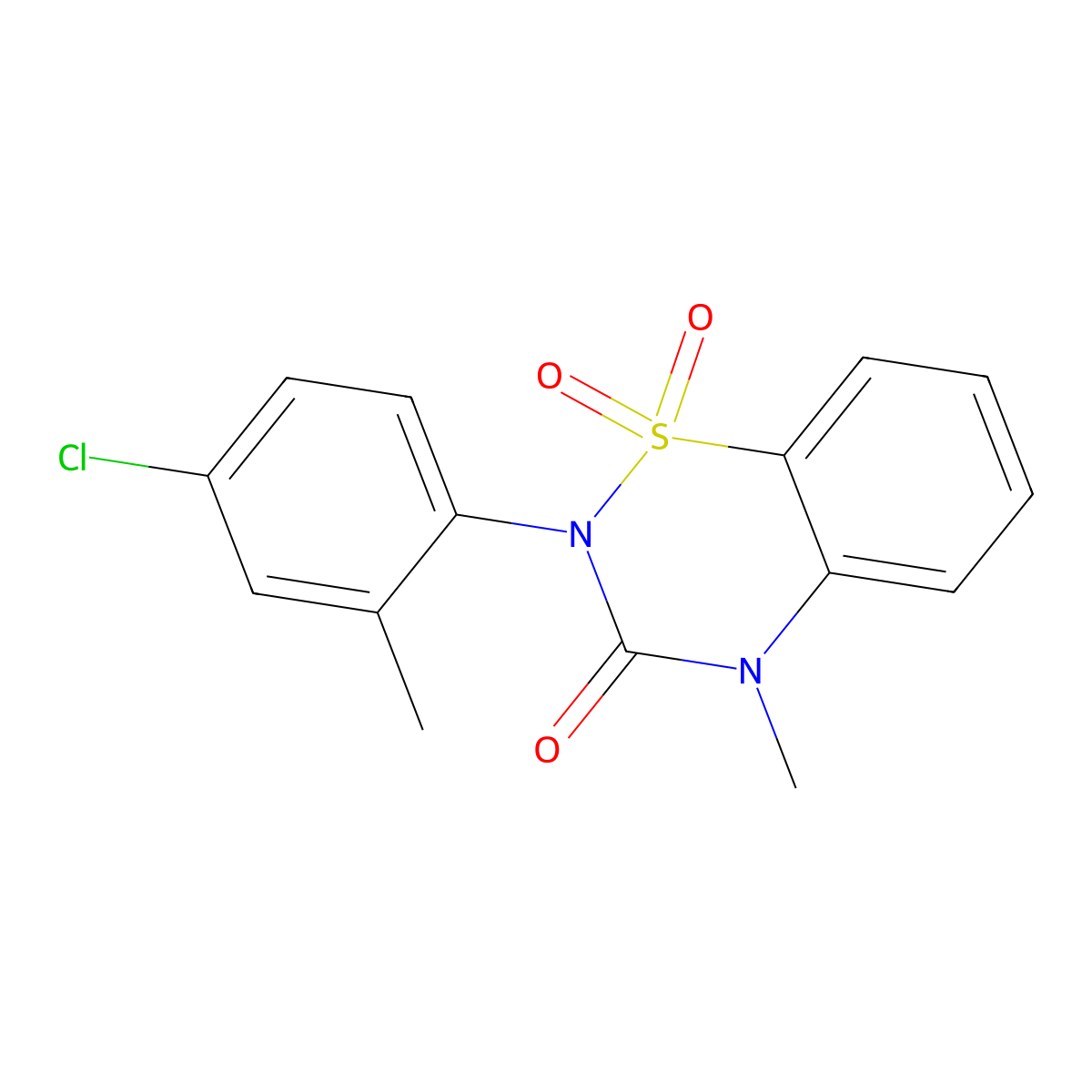 2-(4-chloro-2-methylphenyl)-4-methyl-3,4-dihydro-2H-1lambda6,2,4-benzothiadiazine-1,1,3-trione molecular structure, CAS 2549002-08-4