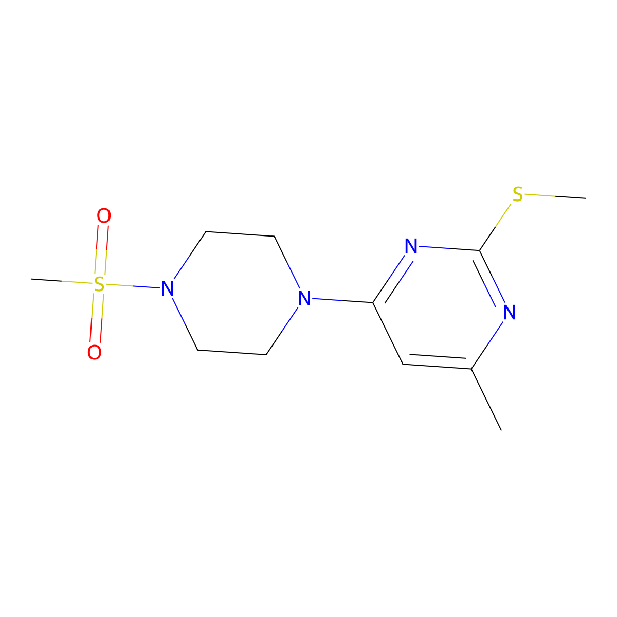 4-(4-Methanesulfonylpiperazin-1-yl)-6-methyl-2-(methylsulfanyl)pyrimidine molecular structure, CAS 2549002-13-1