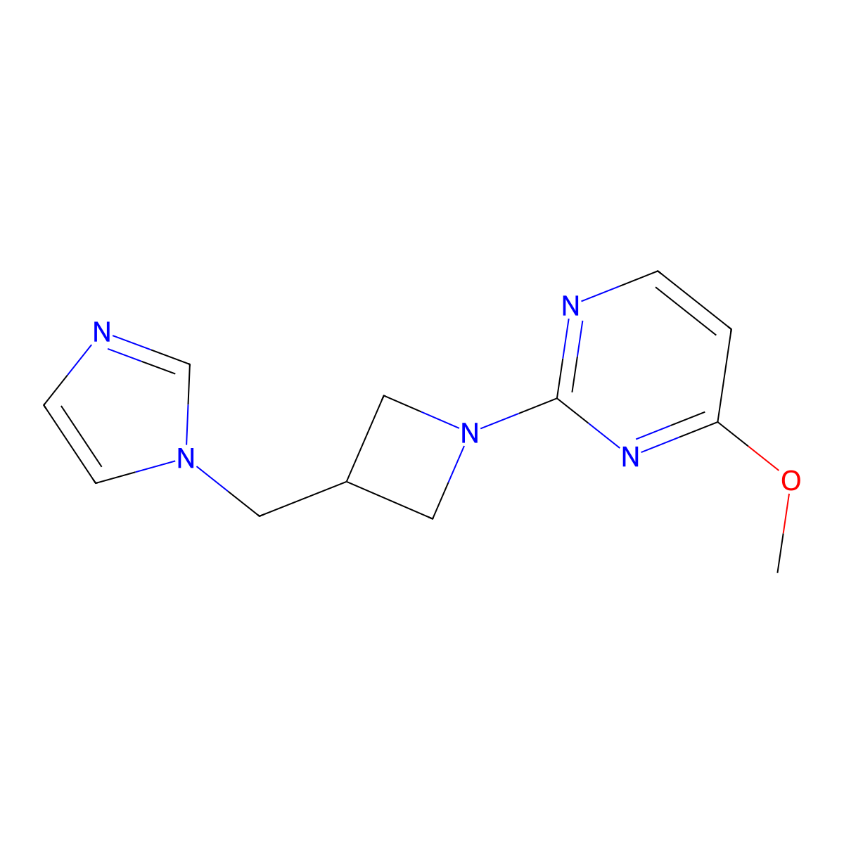 2-{3-[(1H-imidazol-1-yl)methyl]azetidin-1-yl}-4-methoxypyrimidine molecular structure, CAS 2549002-15-3