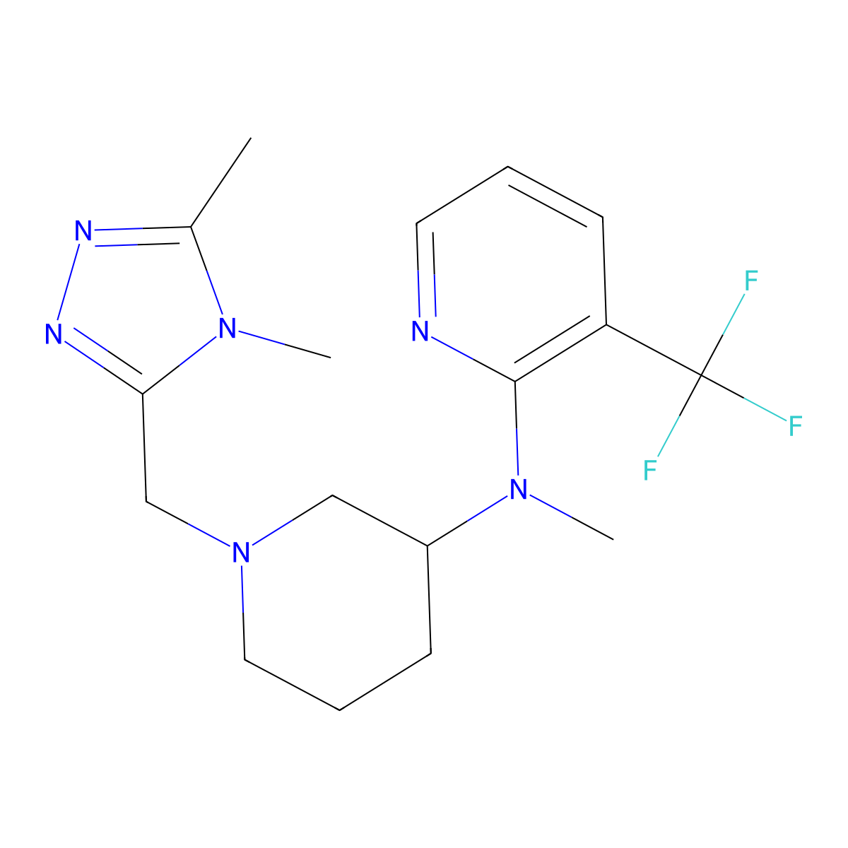 N-{1-[(4,5-dimethyl-4H-1,2,4-triazol-3-yl)methyl]piperidin-3-yl}-N-methyl-3-(trifluoromethyl)pyridin-2-amine molecular structure, CAS 2549002-17-5