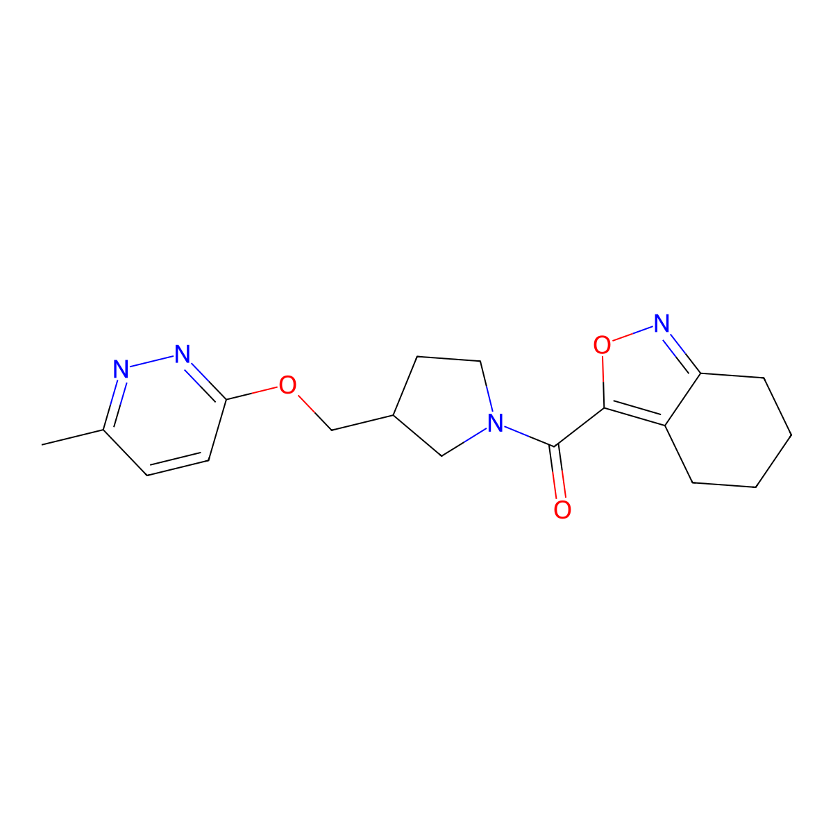 3-(3-{[(6-Methylpyridazin-3-yl)oxy]methyl}pyrrolidine-1-carbonyl)-4,5,6,7-tetrahydro-2,1-benzoxazole molecular structure, CAS 2549002-19-7