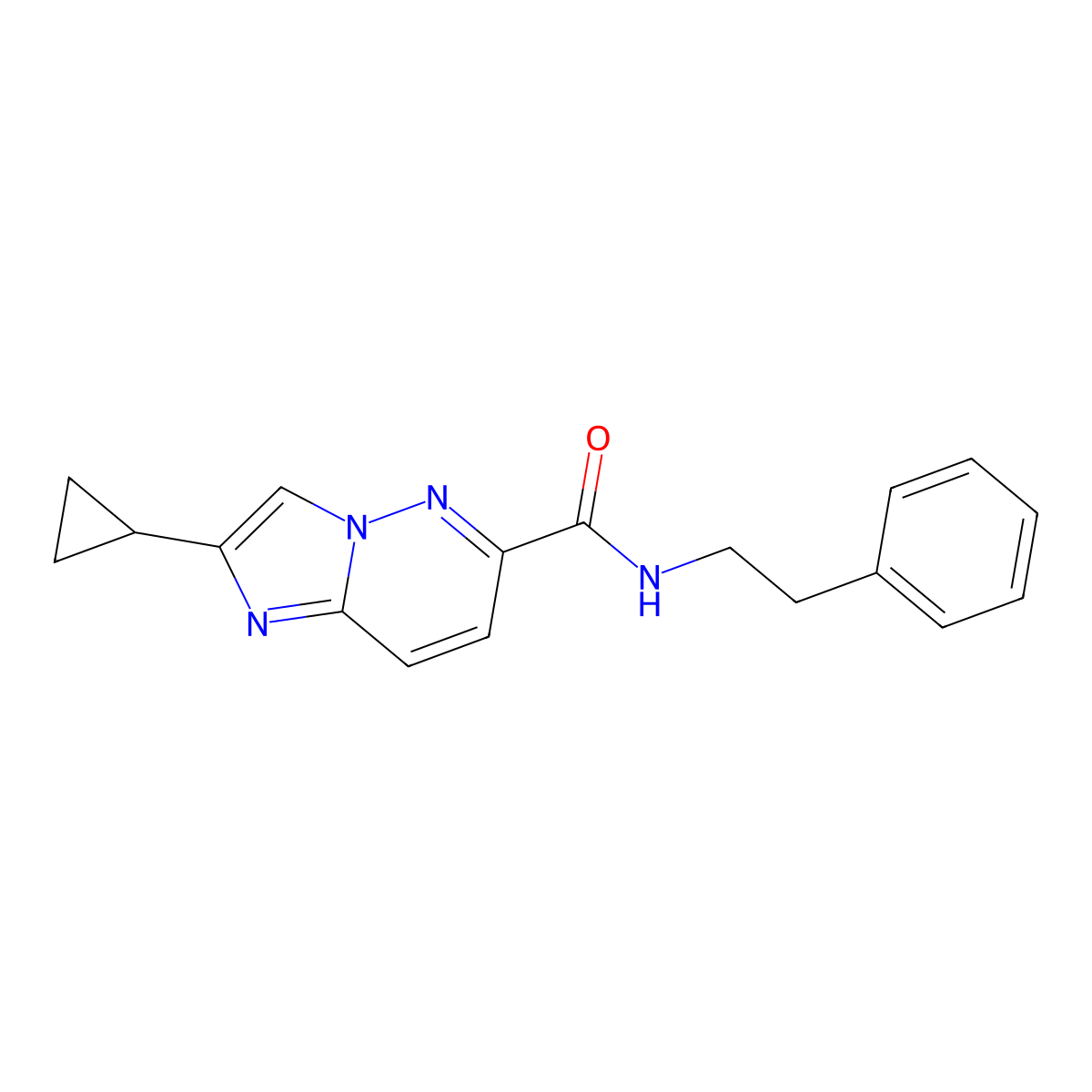 2-cyclopropyl-N-(2-phenylethyl)imidazo[1,2-b]pyridazine-6-carboxamide molecular structure, CAS 2549002-23-3