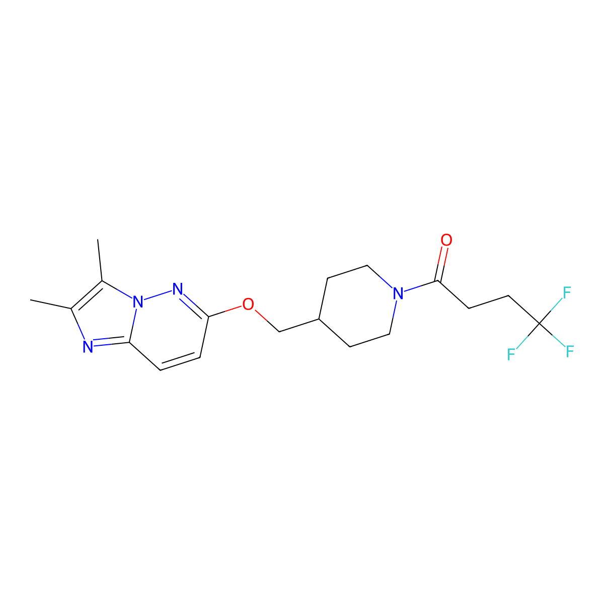 1-{4-[({2,3-Dimethylimidazo[1,2-b]pyridazin-6-yl}oxy)methyl]piperidin-1-yl}-4,4,4-trifluorobutan-1-one molecular structure, CAS 2549002-24-4