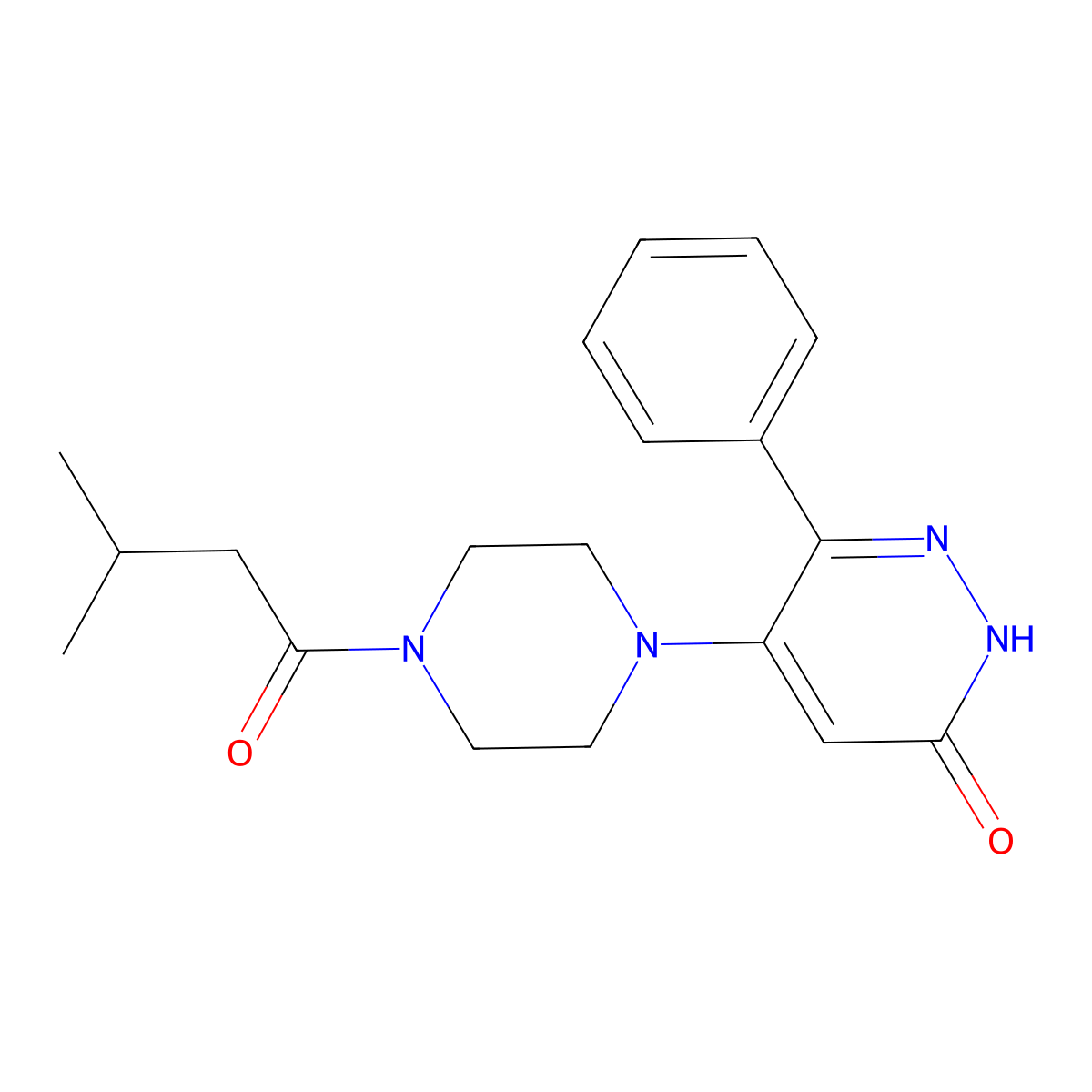 5-[4-(3-Methylbutanoyl)piperazin-1-yl]-6-phenyl-2,3-dihydropyridazin-3-one molecular structure, CAS 2549002-32-4