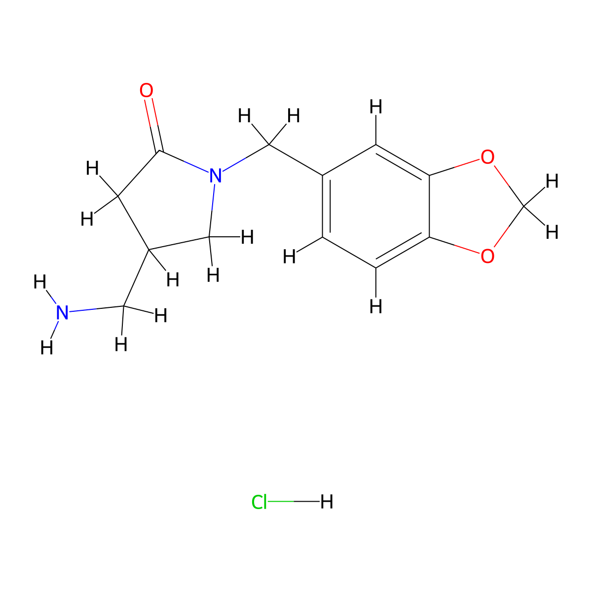 4-(aminomethyl)-1-[(2H-1,3-benzodioxol-5-yl)methyl]pyrrolidin-2-one hydrochloride molecular structure, CAS 2549002-35-7