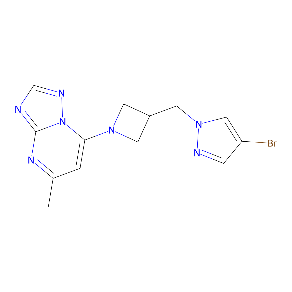 4-bromo-1-[(1-{5-methyl-[1,2,4]triazolo[1,5-a]pyrimidin-7-yl}azetidin-3-yl)methyl]-1H-pyrazole molecular structure, CAS 2549002-45-9