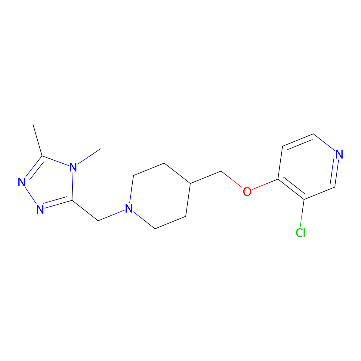 3-chloro-4-({1-[(4,5-dimethyl-4H-1,2,4-triazol-3-yl)methyl]piperidin-4-yl}methoxy)pyridine molecular structure, CAS 2549002-52-8