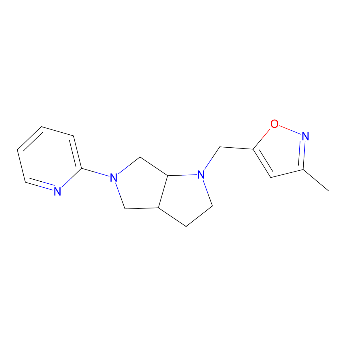 2-{1-[(3-Methyl-1,2-oxazol-5-yl)methyl]-octahydropyrrolo[2,3-c]pyrrol-5-yl}pyridine molecular structure, CAS 2549002-59-5