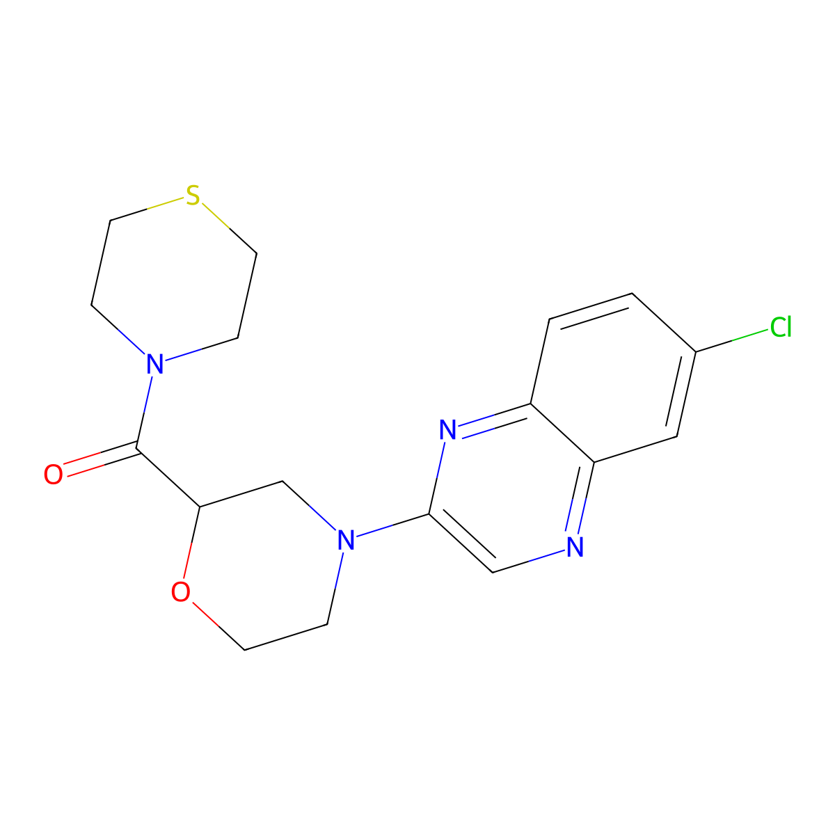 6-Chloro-2-[2-(thiomorpholine-4-carbonyl)morpholin-4-yl]quinoxaline molecular structure, CAS 2549002-60-8