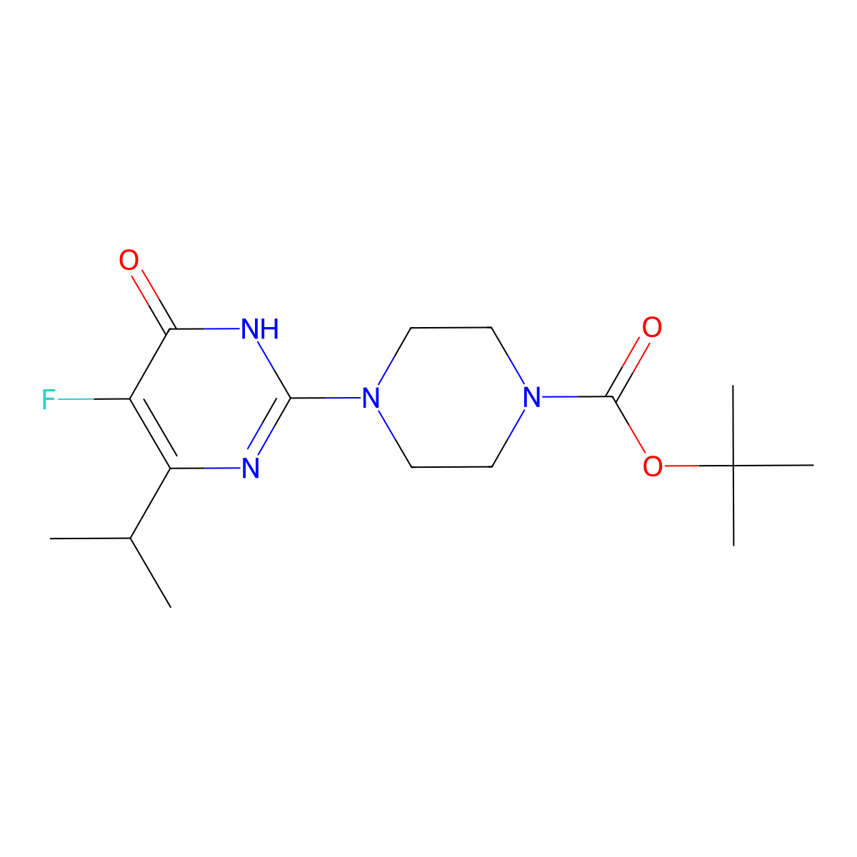 Tert-butyl 4-[5-fluoro-6-oxo-4-(propan-2-yl)-1,6-dihydropyrimidin-2-yl]piperazine-1-carboxylate molecular structure, CAS 2549002-83-5