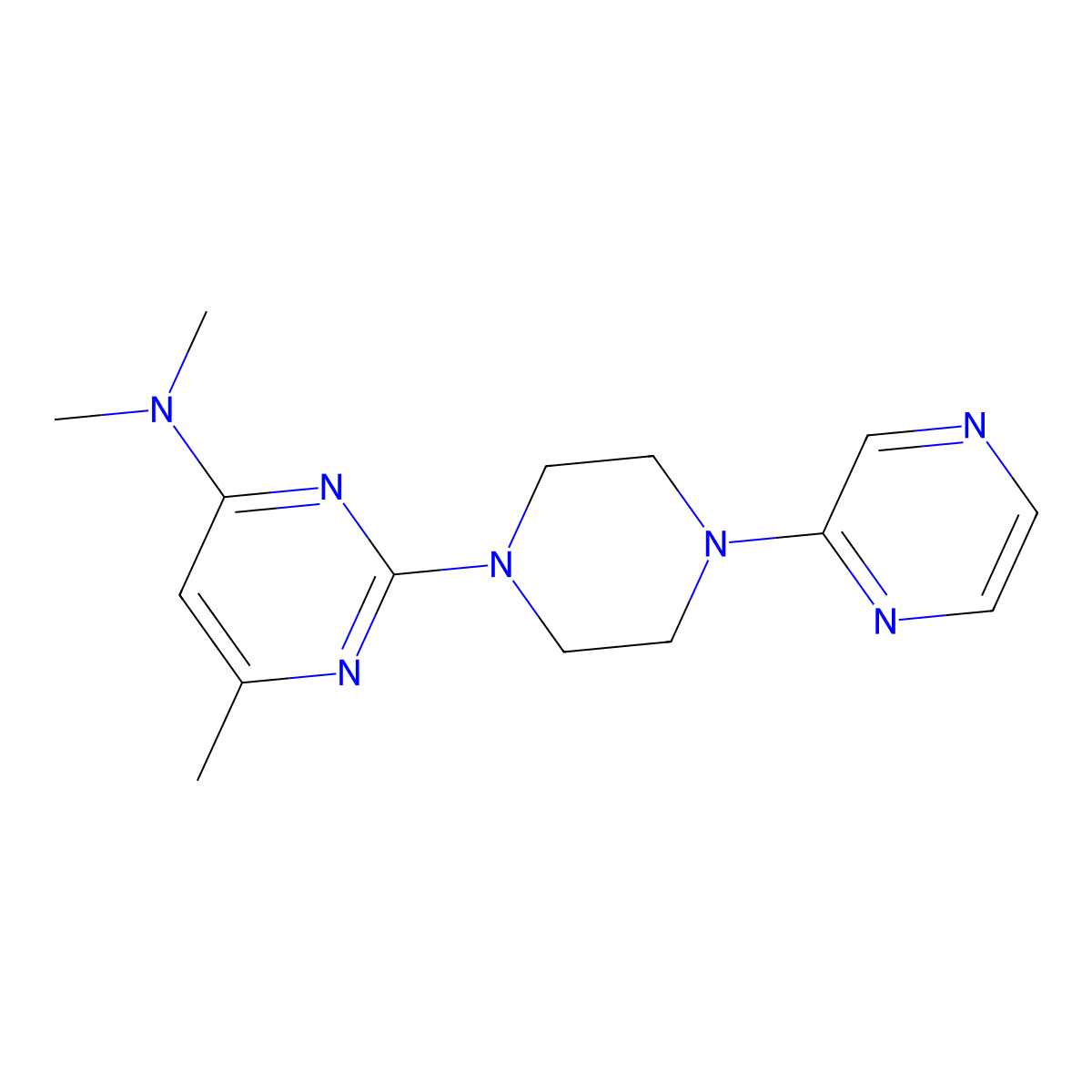 N,N,6-trimethyl-2-[4-(pyrazin-2-yl)piperazin-1-yl]pyrimidin-4-amine molecular structure, CAS 2549002-87-9