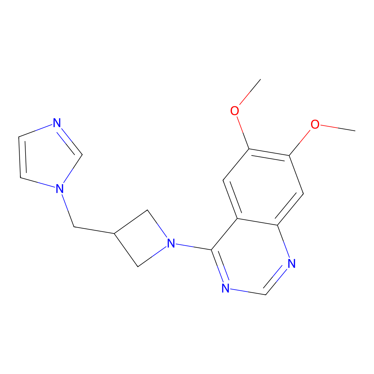 4-{3-[(1H-imidazol-1-yl)methyl]azetidin-1-yl}-6,7-dimethoxyquinazoline molecular structure, CAS 2549002-89-1