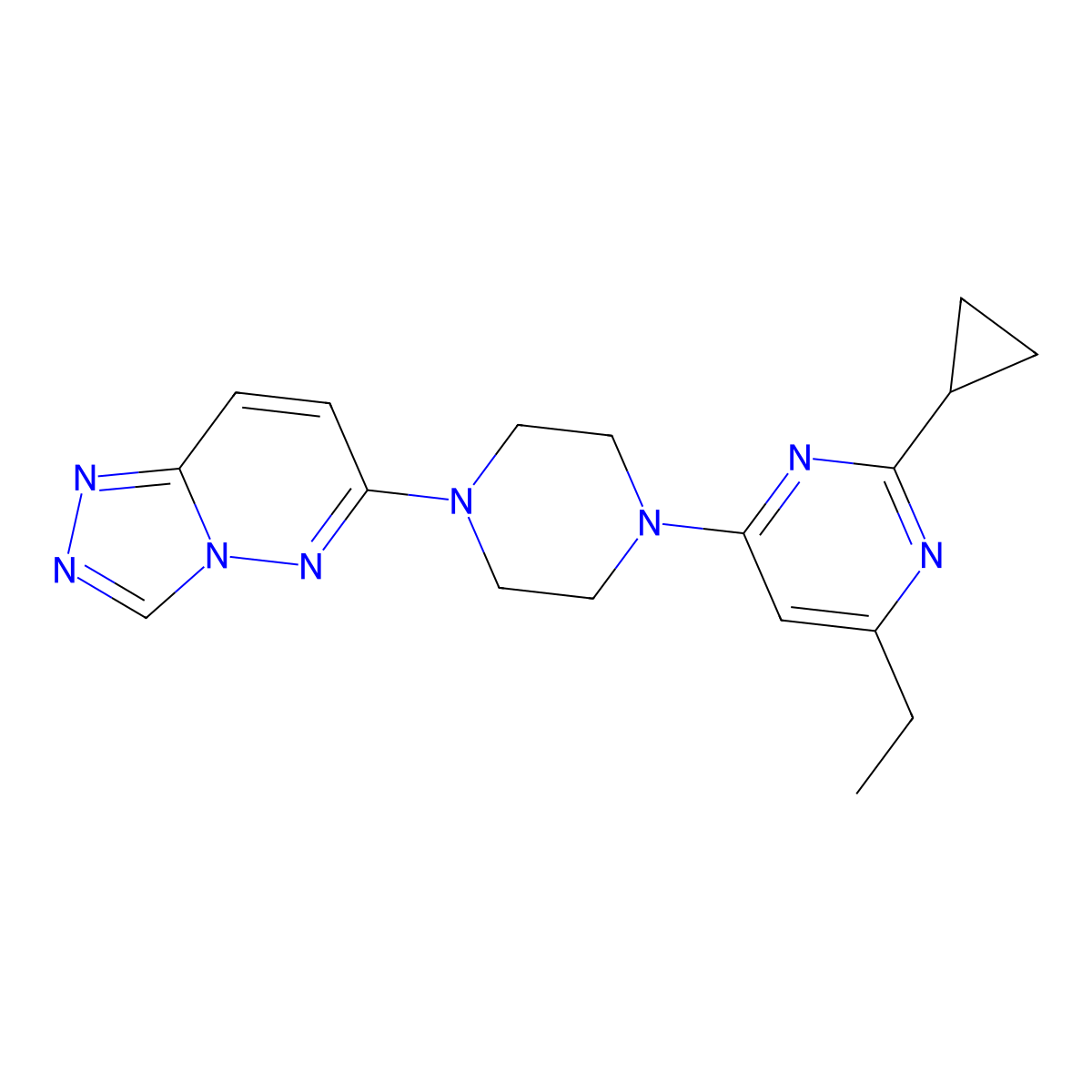 2-Cyclopropyl-4-ethyl-6-(4-{[1,2,4]triazolo[4,3-b]pyridazin-6-yl}piperazin-1-yl)pyrimidine molecular structure, CAS 2549002-94-8