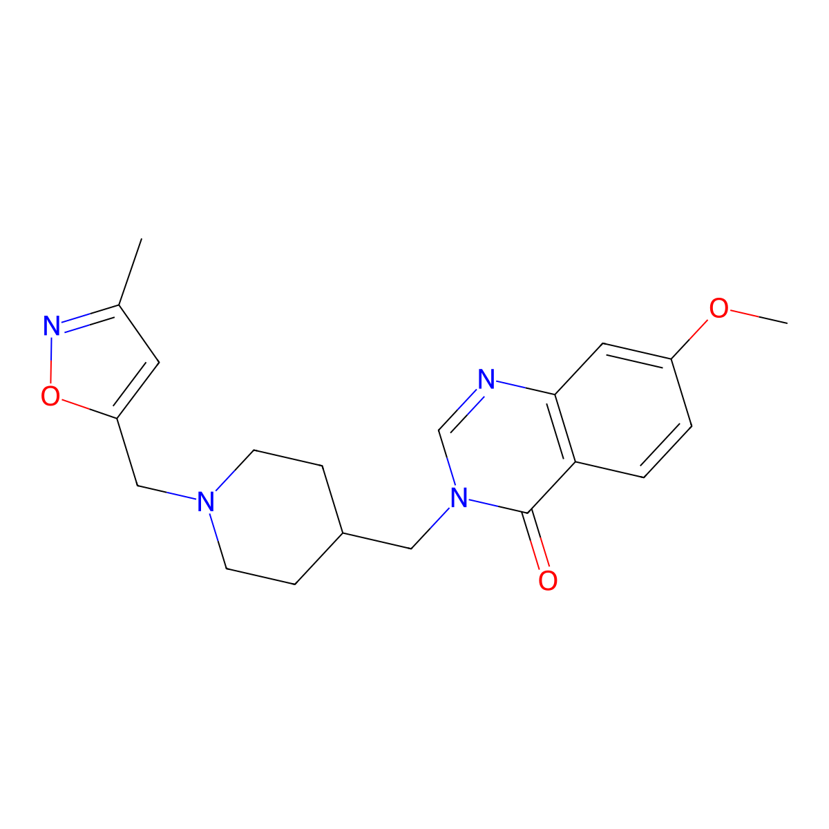 7-Methoxy-3-({1-[(3-methyl-1,2-oxazol-5-yl)methyl]piperidin-4-yl}methyl)-3,4-dihydroquinazolin-4-one molecular structure, CAS 2549002-95-9