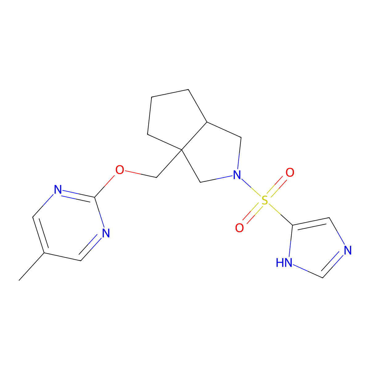 2-{[2-(1H-imidazole-4-sulfonyl)-octahydrocyclopenta[c]pyrrol-3a-yl]methoxy}-5-methylpyrimidine molecular structure, CAS 2549002-99-3