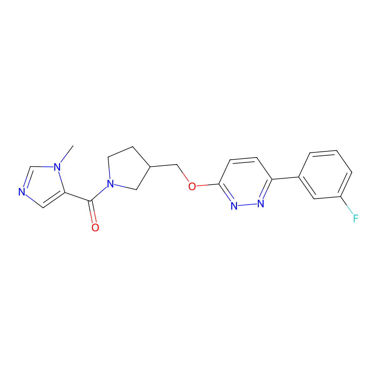 3-(3-fluorophenyl)-6-{[1-(1-methyl-1H-imidazole-5-carbonyl)pyrrolidin-3-yl]methoxy}pyridazine molecular structure, CAS 2549003-02-1