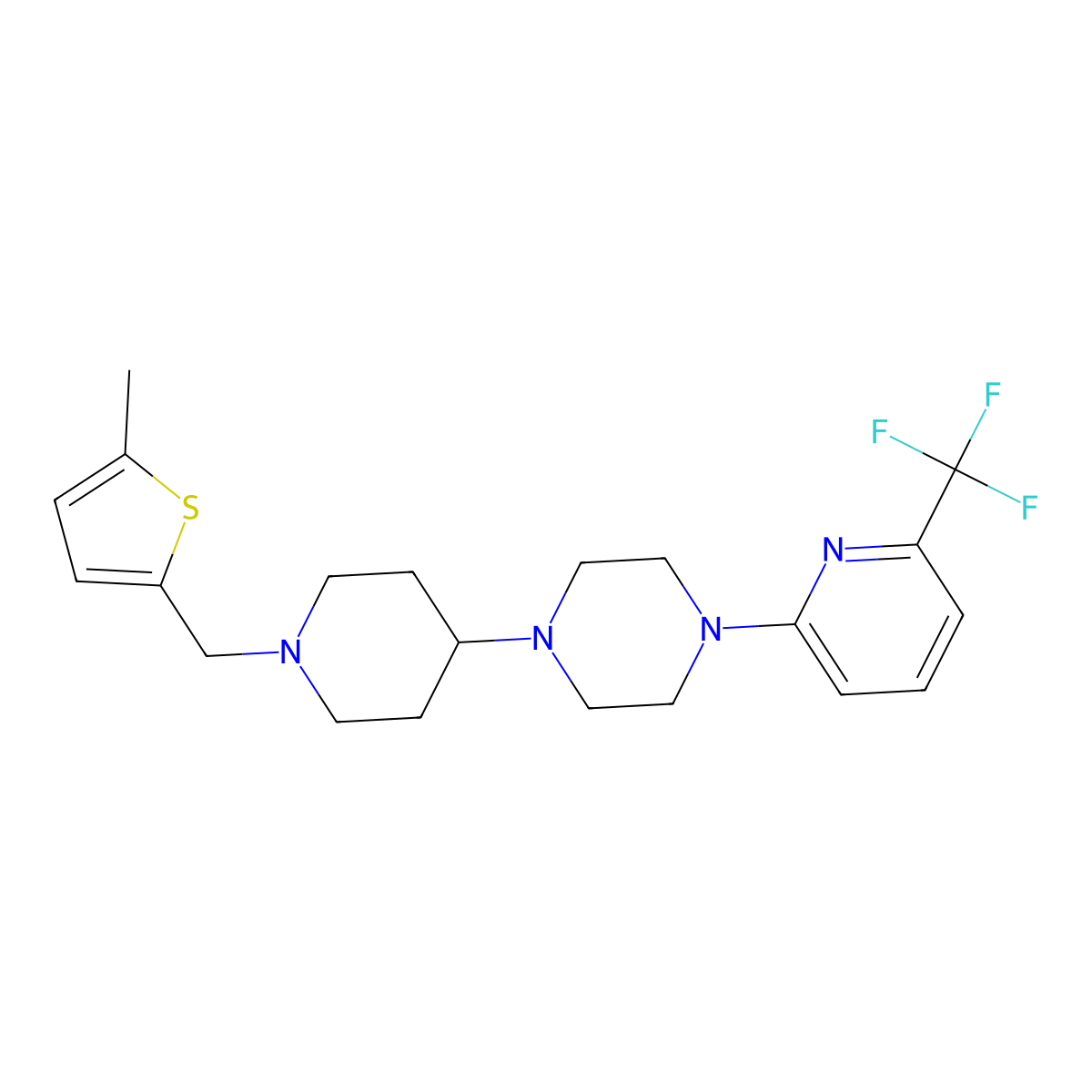 1-{1-[(5-Methylthiophen-2-yl)methyl]piperidin-4-yl}-4-[6-(trifluoromethyl)pyridin-2-yl]piperazine molecular structure, CAS 2549003-03-2