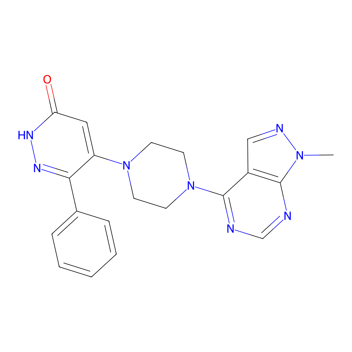 5-(4-{1-methyl-1H-pyrazolo[3,4-d]pyrimidin-4-yl}piperazin-1-yl)-6-phenyl-2,3-dihydropyridazin-3-one molecular structure, CAS 2549003-05-4