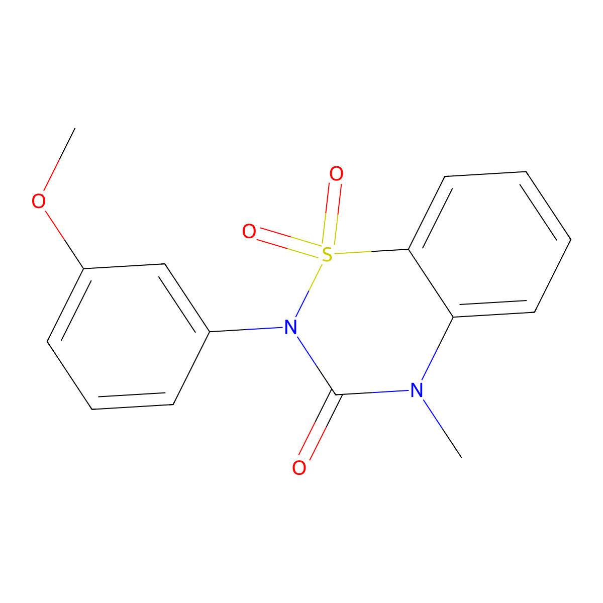 2-(3-Methoxyphenyl)-4-methyl-1,1-dioxo-1lambda6,2,4-benzothiadiazin-3-one molecular structure, CAS 2549003-14-5