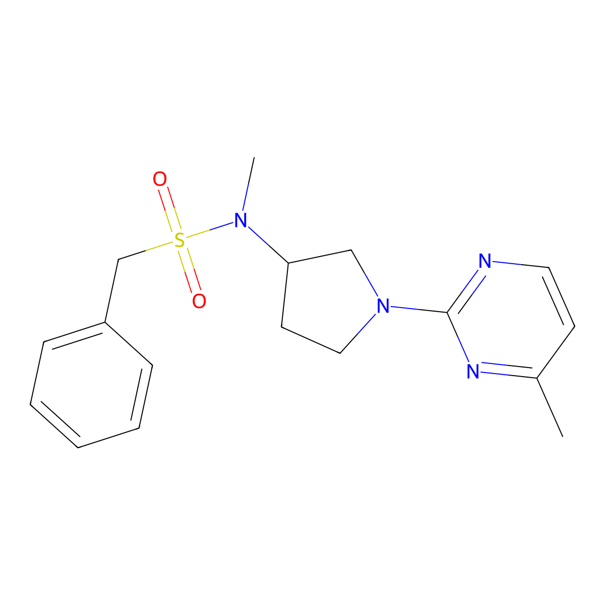 N-methyl-N-[1-(4-methylpyrimidin-2-yl)pyrrolidin-3-yl]-1-phenylmethanesulfonamide molecular structure, CAS 2549003-21-4