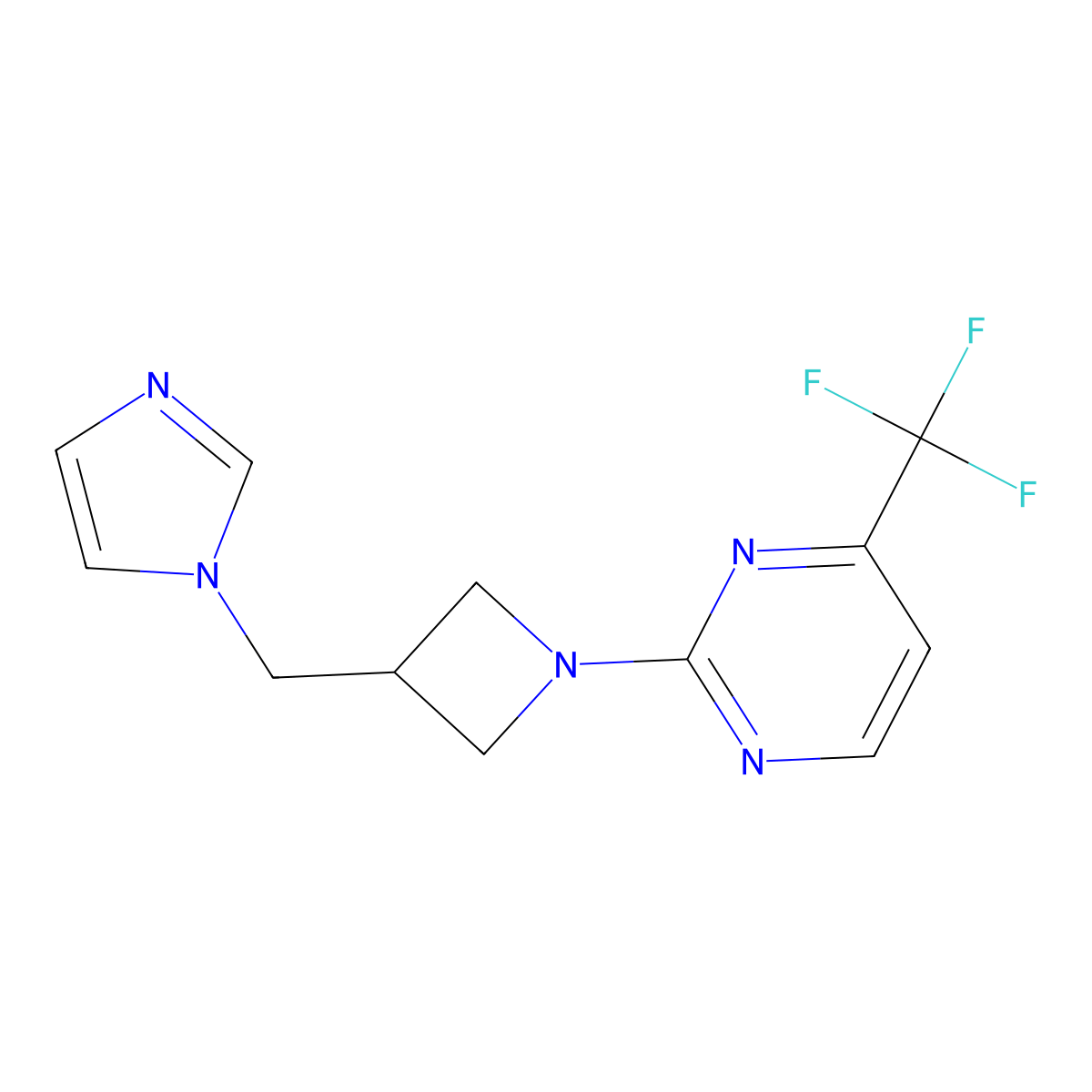 2-{3-[(1H-imidazol-1-yl)methyl]azetidin-1-yl}-4-(trifluoromethyl)pyrimidine molecular structure, CAS 2549003-22-5