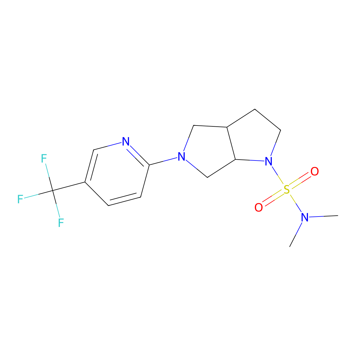 N,N-dimethyl-5-[5-(trifluoromethyl)pyridin-2-yl]-octahydropyrrolo[2,3-c]pyrrole-1-sulfonamide molecular structure, CAS 2549003-23-6