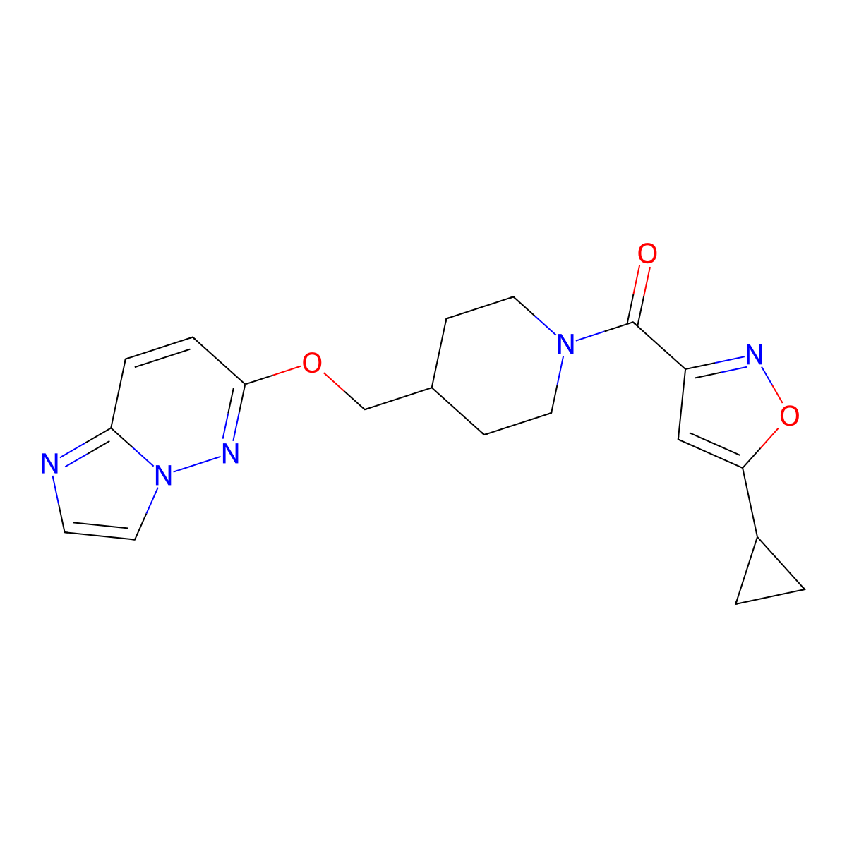 1-(5-Cyclopropyl-1,2-oxazole-3-carbonyl)-4-({imidazo[1,2-b]pyridazin-6-yloxy}methyl)piperidine molecular structure, CAS 2549003-24-7