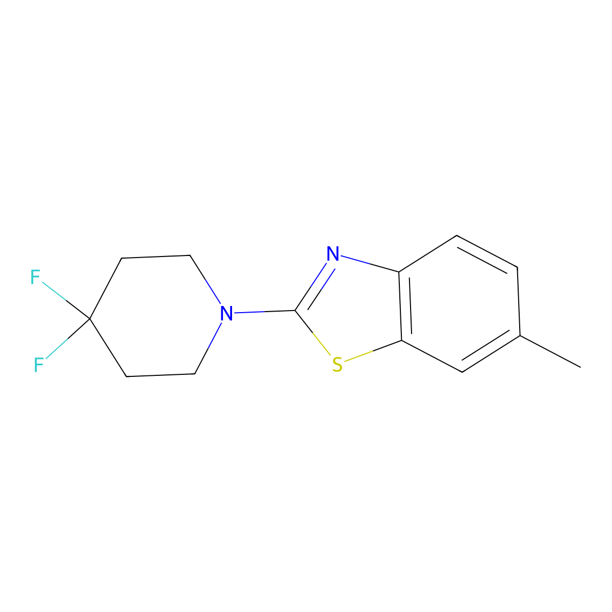 2-(4,4-Difluoropiperidin-1-yl)-6-methyl-1,3-benzothiazole molecular structure, CAS 2549003-25-8