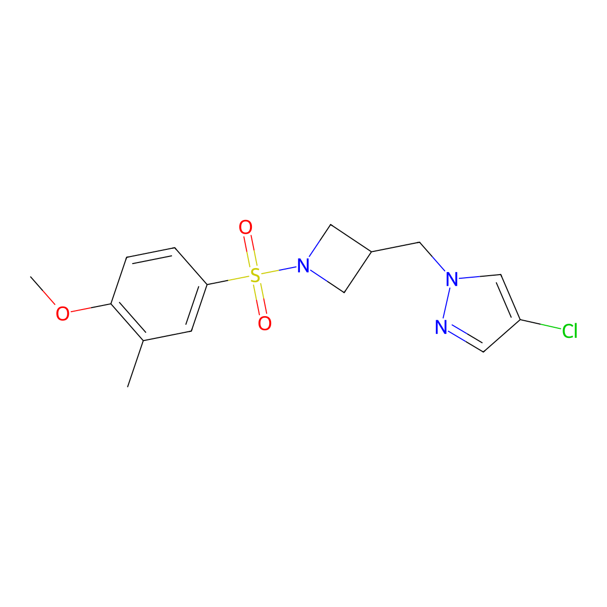 4-chloro-1-{[1-(4-methoxy-3-methylbenzenesulfonyl)azetidin-3-yl]methyl}-1H-pyrazole molecular structure, CAS 2549003-31-6
