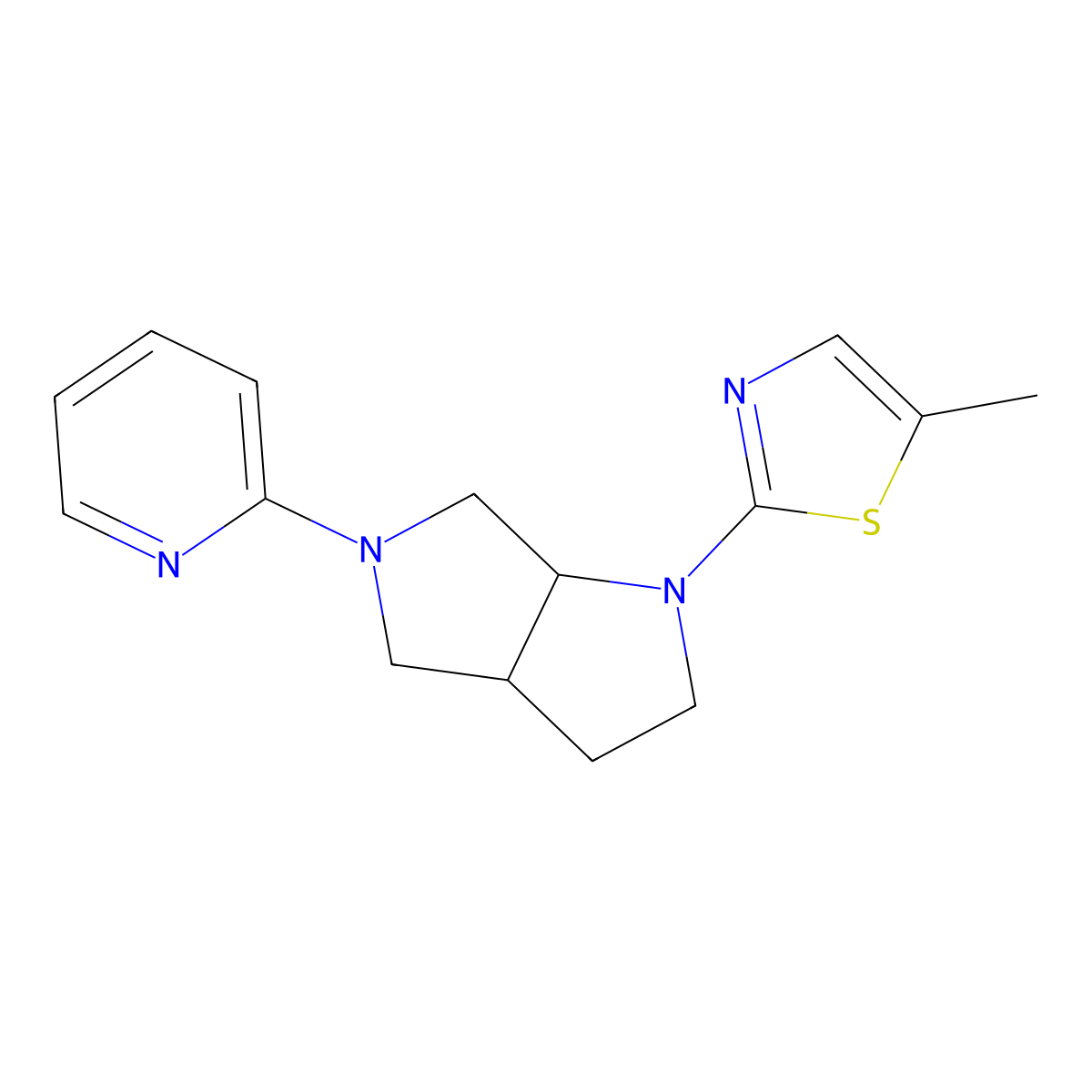 2-[1-(5-Methyl-1,3-thiazol-2-yl)-octahydropyrrolo[2,3-c]pyrrol-5-yl]pyridine molecular structure, CAS 2549003-34-9