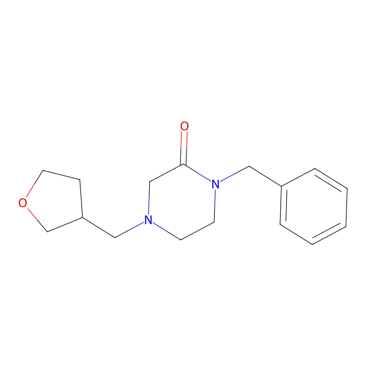 1-Benzyl-4-[(oxolan-3-yl)methyl]piperazin-2-one molecular structure, CAS 2549003-42-9