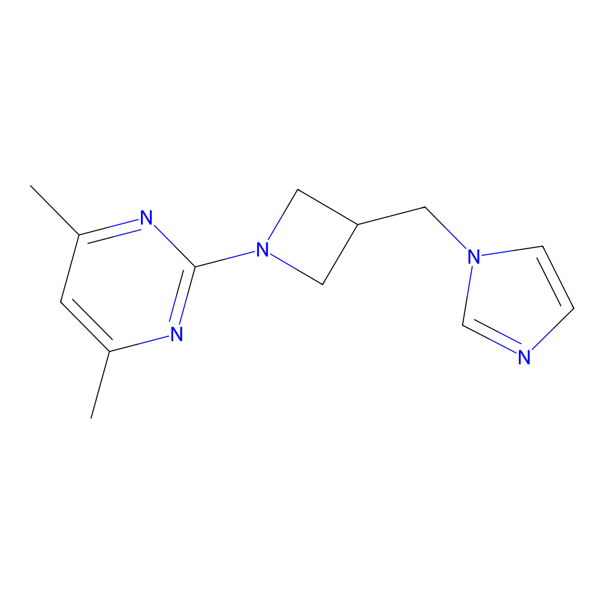 2-{3-[(1H-imidazol-1-yl)methyl]azetidin-1-yl}-4,6-dimethylpyrimidine molecular structure, CAS 2549003-43-0