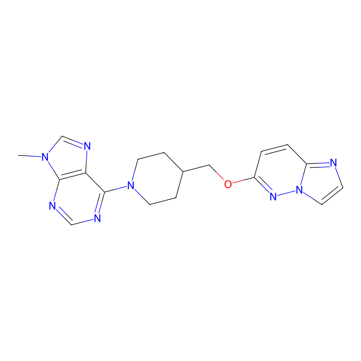 6-[4-({imidazo[1,2-b]pyridazin-6-yloxy}methyl)piperidin-1-yl]-9-methyl-9H-purine molecular structure, CAS 2549003-45-2