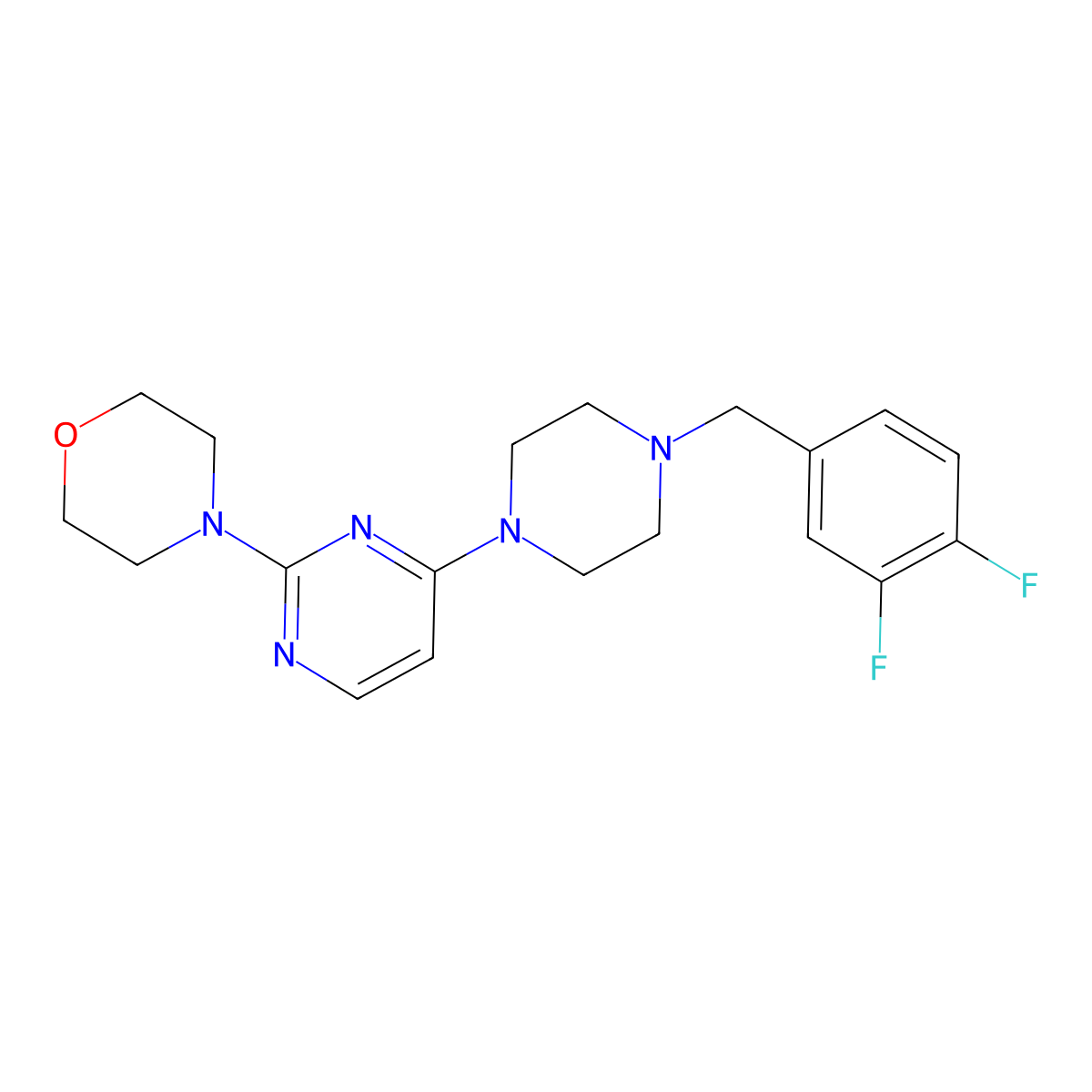 4-(4-{4-[(3,4-Difluorophenyl)methyl]piperazin-1-yl}pyrimidin-2-yl)morpholine molecular structure, CAS 2549003-51-0