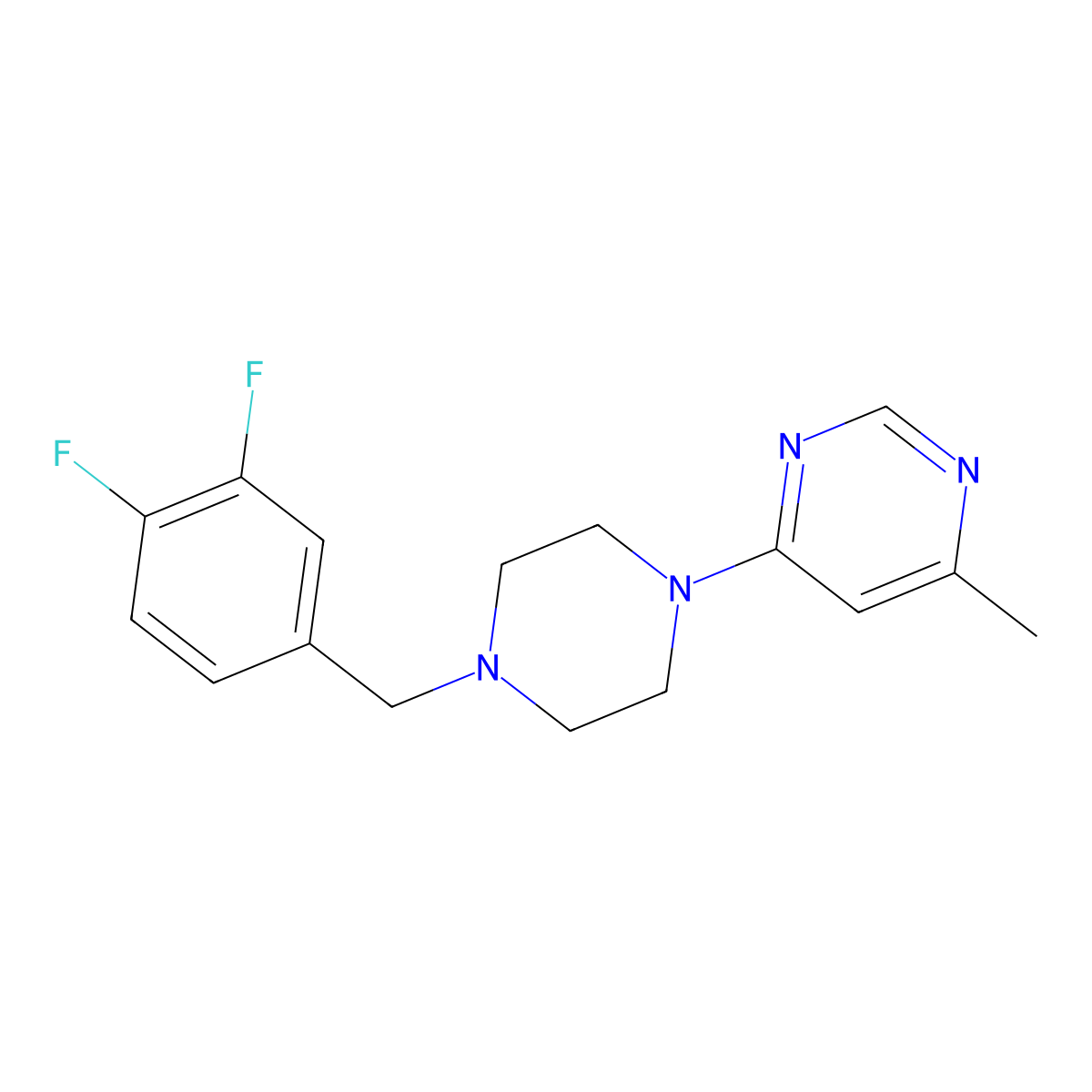 4-{4-[(3,4-Difluorophenyl)methyl]piperazin-1-yl}-6-methylpyrimidine molecular structure, CAS 2549003-58-7
